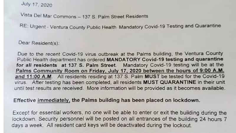 Mandatory COVID19 Testing in Ventura